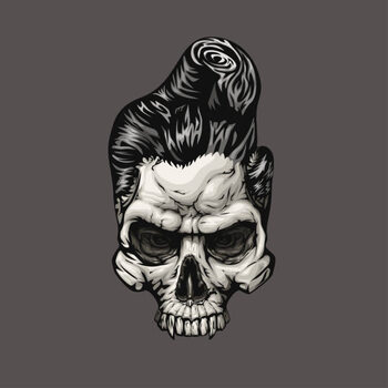 Sticker front view human skull stroke