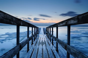 Glass Art Blue Wooden Jetty