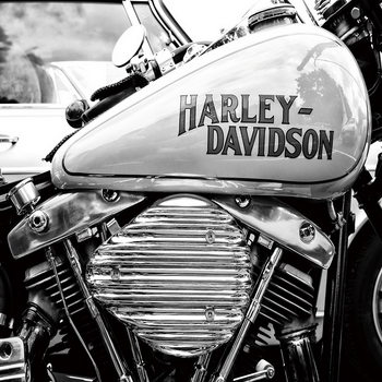 Glass Art Harley Davidson b&w