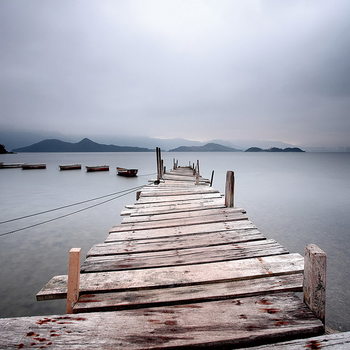 Glass Art Jetty in Shadows