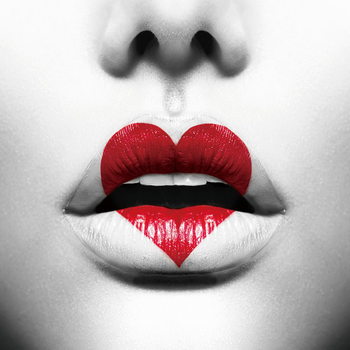 Glass Art Lips - Heart