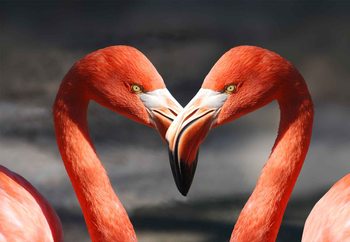 Glass Art Love Flamingoes