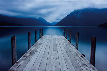 Glass Art Wooden Jetty - in the Mountains