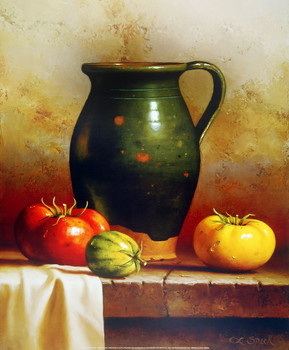 Art Print Green Pitcher, Heirlooms