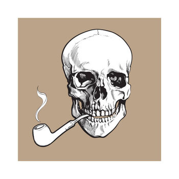 Sticker Hand drawn human skull smoking lacquered