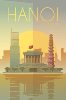 Autocolante Hanoi. Vector poster.