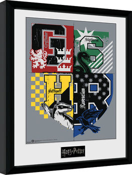 Poster emoldurado Harry Potter - Letter Crests