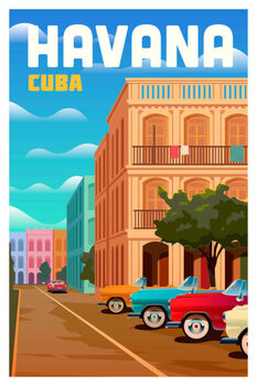 Sticker Havana, Cuba. Vector travel poster.
