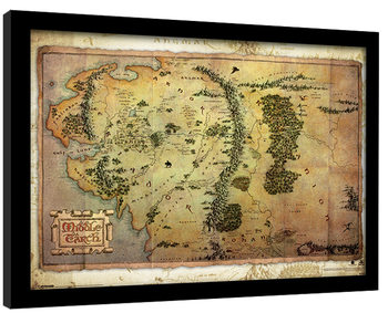 Uokvirjen plakat Hobbit - mapa Stredozeme