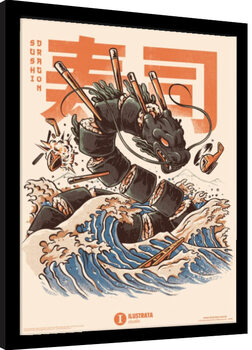 Uokvireni poster Ilustrata - Sushi Dragon
