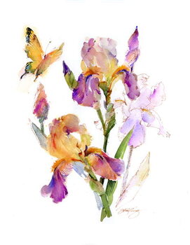 Принти на полотні Iris with yellow butterfly, 2016,