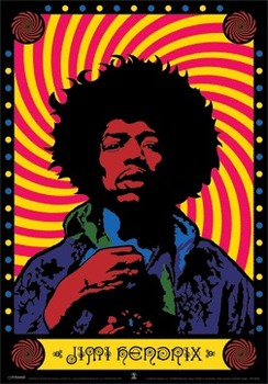 Jimi Hendrix - psychedelic 3D - плакат (poster)