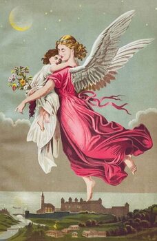 Juliste Angel holding a girl flying away