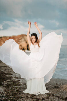 Juliste bride on the shore of the black sea