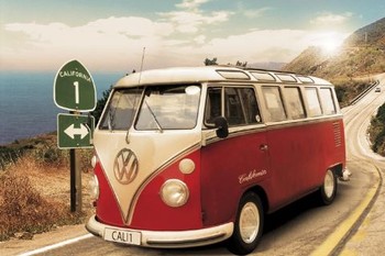 Juliste Californian camper - Route one