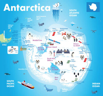 Juliste Cartoon Map of Antarctica
