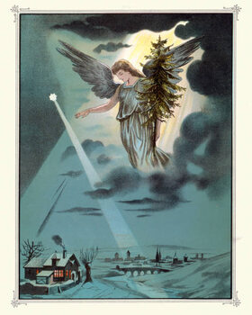 Juliste Christmas night, Angel carrying a Christmas