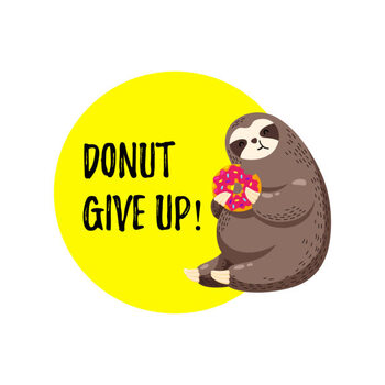 Juliste Cute vector illustration. Funny cartoon sloth