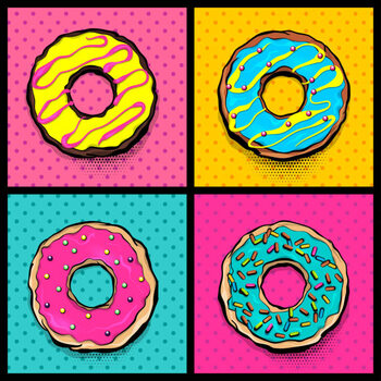Juliste Doughnut donut cartoon pop art