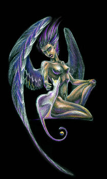 Juliste naked winged girl with a cat