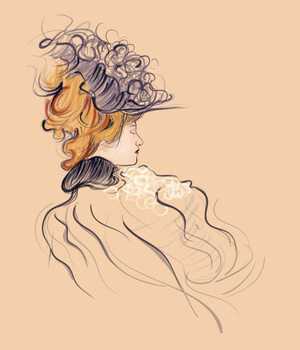 Juliste Portrait of young woman with hat, 1900 style