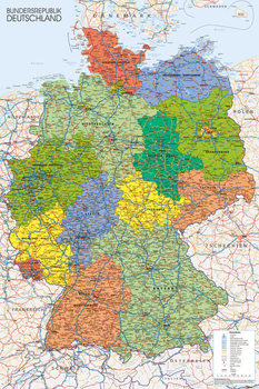 Juliste Saksa poliittinen kartta