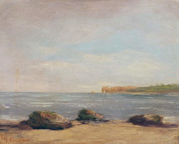 Juliste The Beach at Etretat, 1872