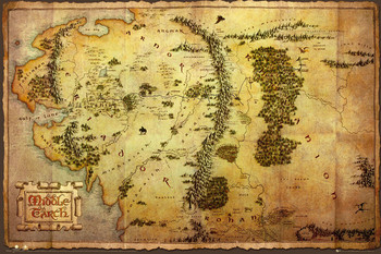 Juliste The Hobbit - Middle Earth Map