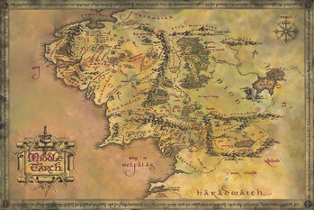 Juliste The Lord of the Rings - Map of the Middle Earth