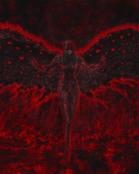 Juliste The woman with wings, dark fantasy illustration