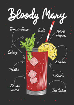Juliste Vector engraved style Bloody Maryalcoholic cocktail