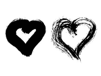 Juliste Vector hand-painted ink illustration with hearts