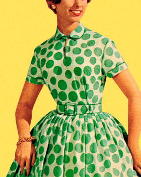 Juliste Woman in Green Polka Dot Dress
