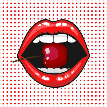 Juliste Young pretty woman lips portrait biting