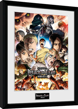 Attack on Titan Season 2 - Collage Key Art Kehystetty juliste