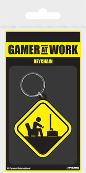 Gamer At Work - Caution Sign Keyring