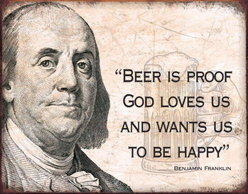 Kovinski znak Ben Franklin - Beer