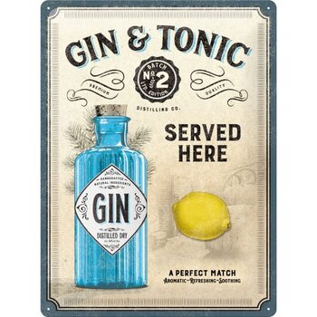Kovinski znak Gin & Tonic - Served Here