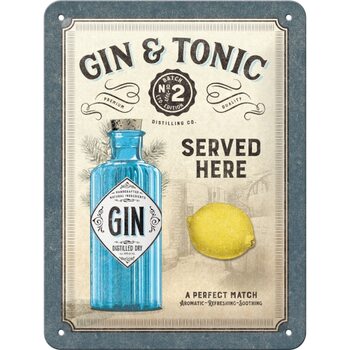 Kovinski znak Gin & Tonic - Served Here