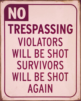 Kovinski znak NO TRESPASSING