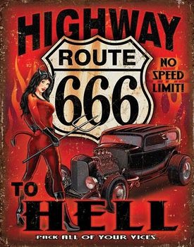 Kovinski znak Route 666 - Highway to Hell