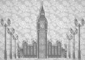 Abstract Floral London Design Valokuvatapetti