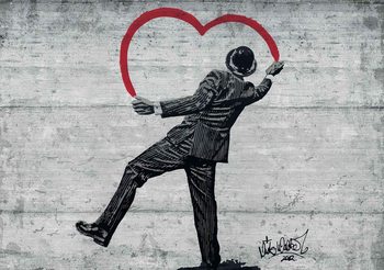 Banksy Graffiti Concrete Wall Valokuvatapetti