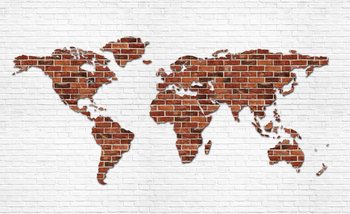 Brick Wall World Map Valokuvatapetti