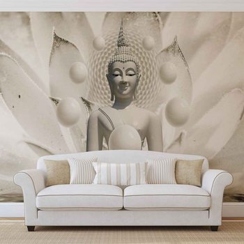Buddha Zen Spheres Flower 3D Valokuvatapetti