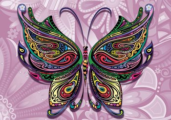 Butterfly Flowers Abstract Colours Valokuvatapetti