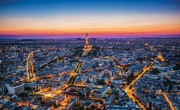 City Paris Sunset Eiffel Tower Valokuvatapetti