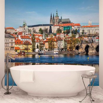 City Prague Bridge River Cathedral Valokuvatapetti