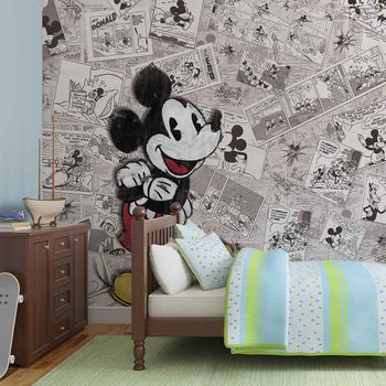 Disney Mickey Mouse Newsprint Vintage Valokuvatapetti
