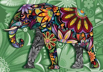Elephant Flowers Abstract Colours Valokuvatapetti